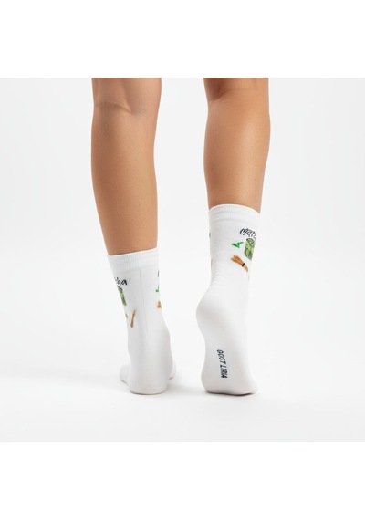 Gost Liria -macha Socks Desenli Unisex Ekru Soket Çorap Ekru