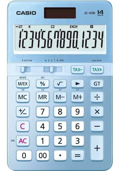 Casio JS-40B-BU Mavi Profesyonel 14 Hane Masa Üstü Hesap  Makinesi