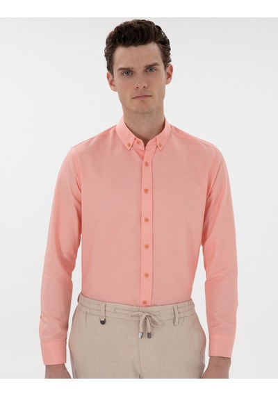 Pierre Cardin Erkek Mercan Gömlek Desenli 50304764-vr186 Mercan