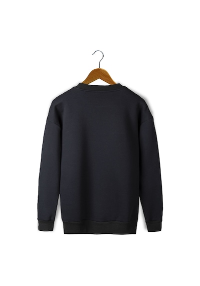 Unisex Siyah Etek Kısmı Baskılı Oversize Şardonlu Bisiklet Yaka Sweatshirt 22k-5200177-4 Siyah Unisex Siyah Etek Kısmı Baskılı Oversize Şardonlu Bisiklet Yaka Sweatshirt 22k-5200177-4 Siyah
