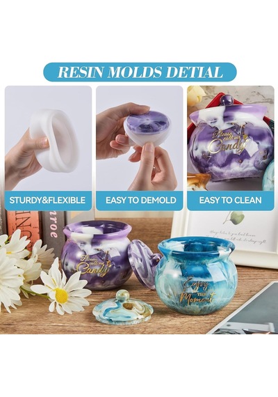 Xspring Reçine Kalıpları, Silikon Reçine Kalıpları, Tabanlı Silikon Kavanoz Kalıpları, Kapaklı Epoksi Reçines