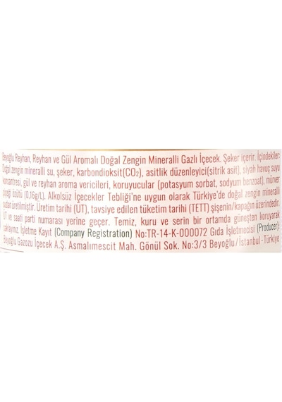 Beyoğlu Gazozu Reyhan Ve Gül Aromalı Gazlı İçecek 250 Ml X 24 Adet
