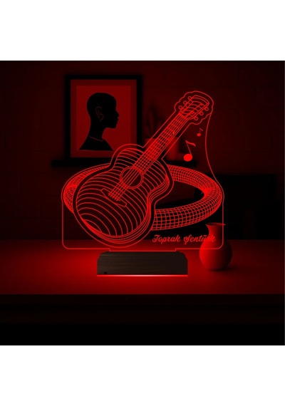 Luvivia Klasik Gitar Enstrüman Gitarist Hediye Kişiye Özel 3d Lamba - Masa Gece Lambası Şeffaf