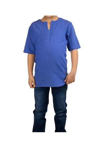 Eliş Şile Bezi Kısa Kol Şile Bezi Bisiklet Yaka Erkek Çocuk Tshirt Saks 3050