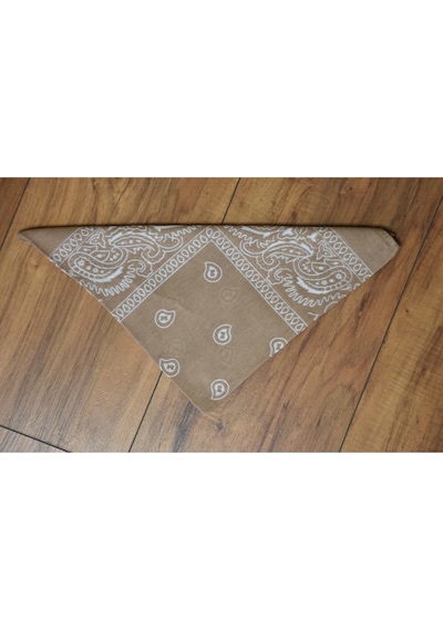 5 Al 4 Öde %100 Pamuk Unisex Etnik Desenli Bandana Bej