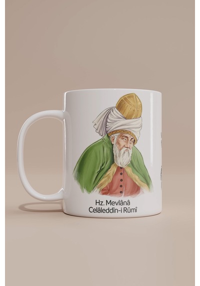 Hz. Mevlana Temalı Kupa Bardak Beyaz