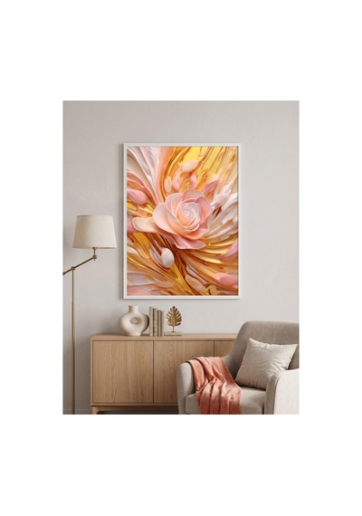 Beyaz Ahşap Çerçeveli Pembe Gül Ve Altın Soyut Sanat Tekli Duvar Tablosu Modern Dekorasyon Kabartma Görünümlüdür Beyaz Beyaz Ahşap Çerçeveli Pembe Gül Ve Altın Soyut Sanat Tekli Duvar Tablosu Modern Dekorasyon Kabartma Görünümlüdür Beyaz