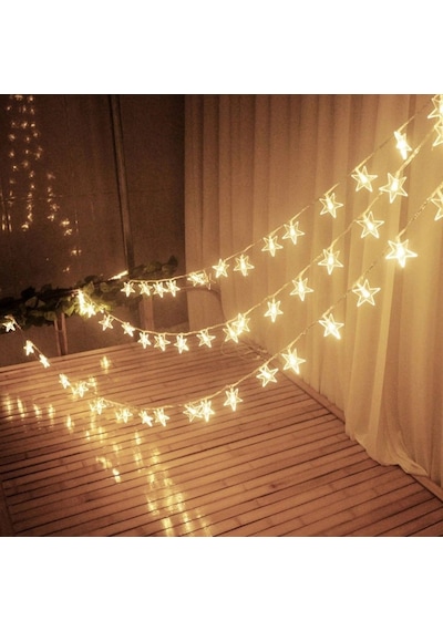 Dekoratif Yıldızlı İp Led Işık - Star Yıldız Led Işık Yılbaşı Süs