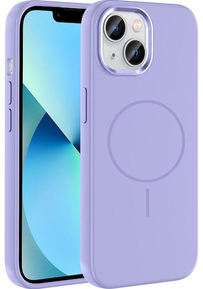 Nourthkiingdom Apple Uyumlu iPhone 15 Kılıf M-safe Şarj Özellikli Metal Kamera Çerçeveli Nrtk Edi Silikon Kapak - Lila Lila