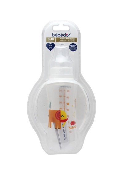 Bebedor 77302 Kulplu PP Biberon 6-18 Ay 270 ml Fil Desenli