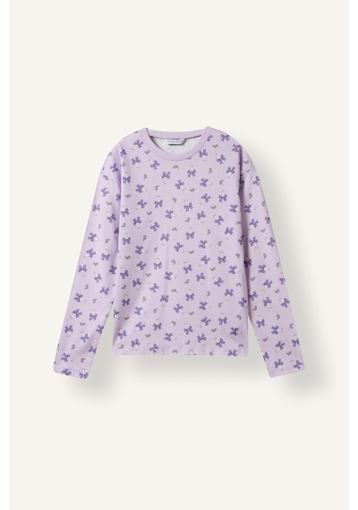 Defacto Uzun Kollu Üst Elastik Bel Alt Kelebek Desenli 2li Pijama Takımı Kız Çocuk I6090a826wnpr143 Mor-pr143