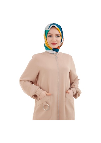 Armine Kadın Kolları Lastikli Cepli Fermuarlı Giy Çık 24yt546 Bej