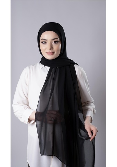 Hürrem Bone Siyah Pratik Hazır Geçmeli Şal Şifon Kumaş Hijab Bone 3009 01