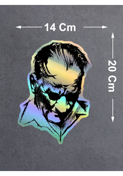 Hologramlı Janjanlı Mustafa Kemal Atatürk Silüet Sticker - Araba Oto Motosiklet Cam Karavan Sticker - 03007 20x14 Cm