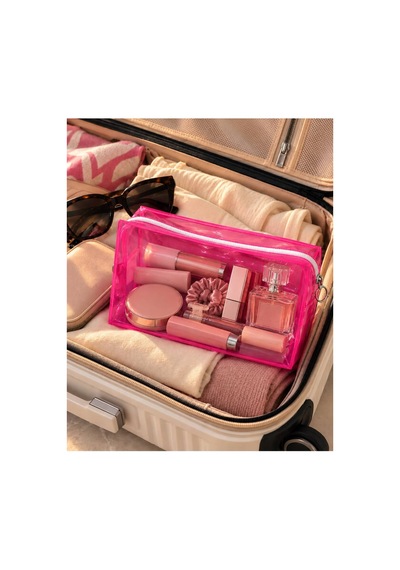 Su Geçirmez Pvc Makyaj Çantası, Fermuarlı Kozmetik Ve Seyahat Organizeri Pembe - 940904343