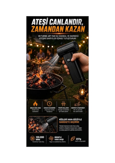 Robeve Süper Güçlü Üfleyici Şarjlı Fan Turbo Fan 130000 Rpm Güçlü Fan Vantilatör Üfleyici Süper Turbo Fan Yüksek Hızlı Fırçasız Motor Mini Jet Üfleyici