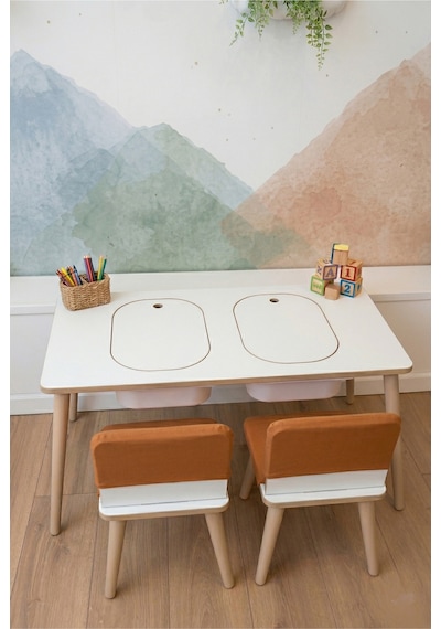 Montessori Çocuk Masası-oyun Masası-aktivite Masası-çalışma Masası-etkinlik Masası 2 Sandalye Turuncu Montessori Çocuk Masası-oyun Masası-aktivite Masası-çalışma Masası-etkinlik Masası 2 Sandalye Turuncu