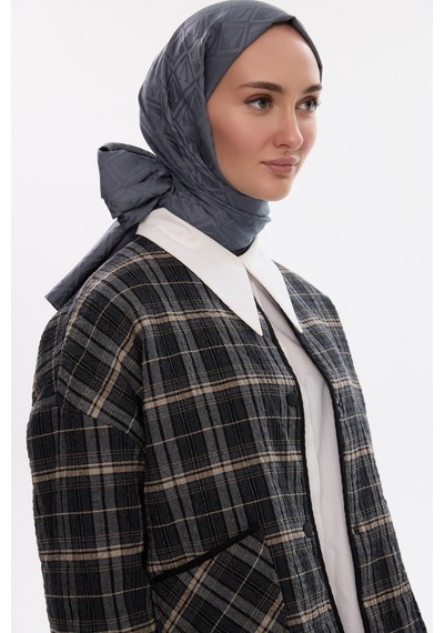 Mirsoy Scarf İpeksi Jakar Şal V Desen Antrasit