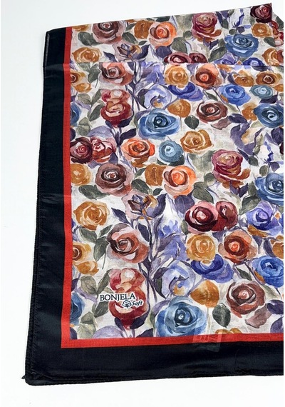 Bonjela Soft Pamuk Şal-75 X 190 -06573 Siyah-Mor