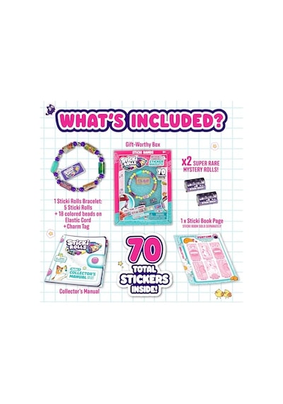 Sticki Rolls Sticki Band Giyilebilir Etiket Bileklik - 70 Çıkartma Abanoz