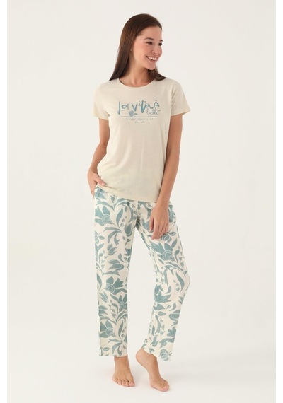 Pierre Cardin Çiçek Desenli Yazlık Pijama Takımı 001