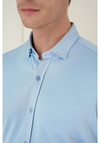 Efor G 1583 Slim Fit Mavi Klasik Gömlek Mavi