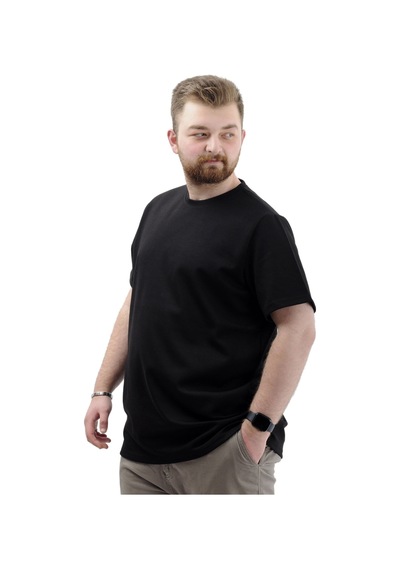 Mode Xl Büyük Beden Erkek T-shirt Bisiklet Yaka Interlok 23162 Siyah Siyah