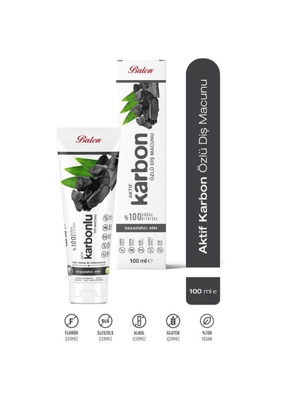 Balen Doğal Aktif Karbon Özlü Diş Macunu 100 Ml