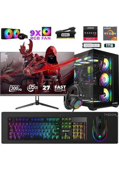 Xaser Star X150 R7-5700X 32 GB 1 TB M.2 NVMe SSD 16 GB RX9060XT 27" Free Dos Dizüstü Bilgisayar