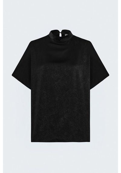 Sateen Yarasa Kol Bluz - Siyah-137966