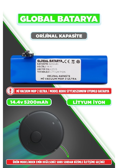 Xiaomi Mi Robot Vacuum Mop 2 Ultra Batarya 5200mah Li-ion Pil
