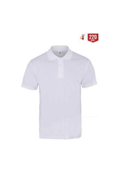 Myform 8103 Comfort Polo Yaka Pıque T-shirt- Beyaz Çok Renkli