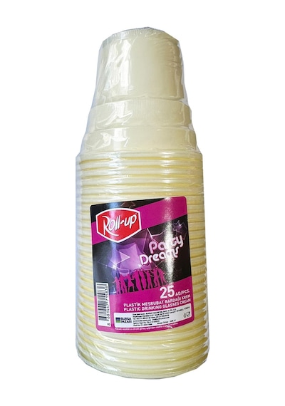 Roll-up Party Dreams Parti Davet Piknik Renkli Plastik Sert Mika Bardak - Sarı - 25'li 3 Paket Sarı