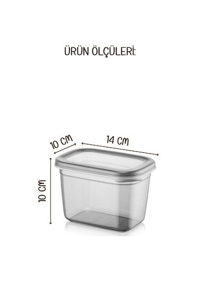 Vienev Beyaz Serigrafi Etiketli Peggy Dikdörtgen Saklama Kabı Seti Antrasit 800 ML 12'li Antrasit