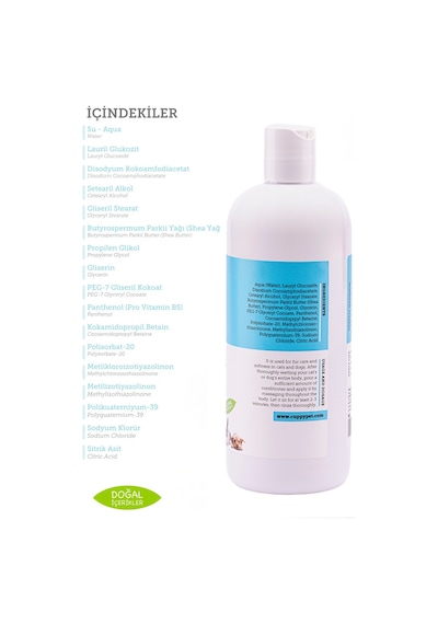 Cuppypet Evcil Hayvanlar İçin Şampuan & Krem 400 ML