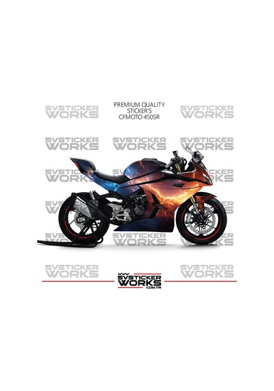 Cfmoto 450sr Kaplama Sticker Kırmızı Ve Mavi Flash Design Motor Kaplama Modeli Hazır Kit Tüm Modeller Uyumlu