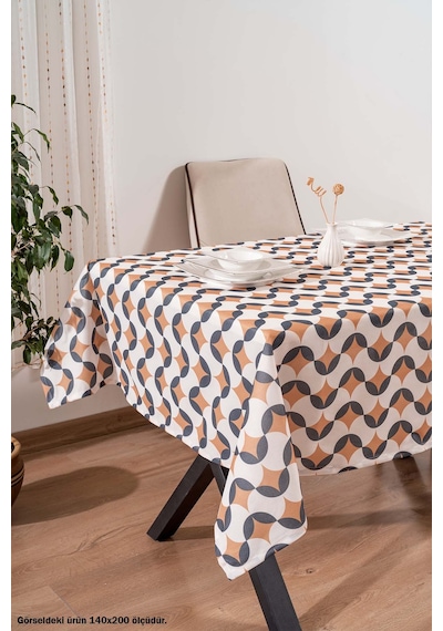 Rivaistanbul Geometrik Soyut Masa Örtüsü, Sofra Bezi, Piknik Örtüsü Siyah-taba