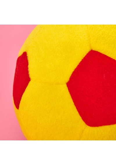 Soft Futbol Topu Figürlü Yastık - Sarı / Kırmızı - 30x30 Cm