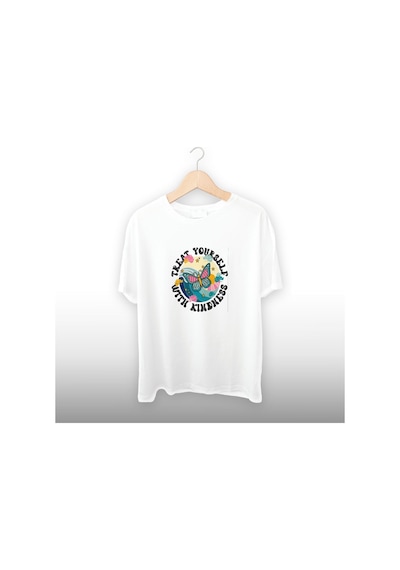 Treat Detaylı Unisex Tişört Beyaz