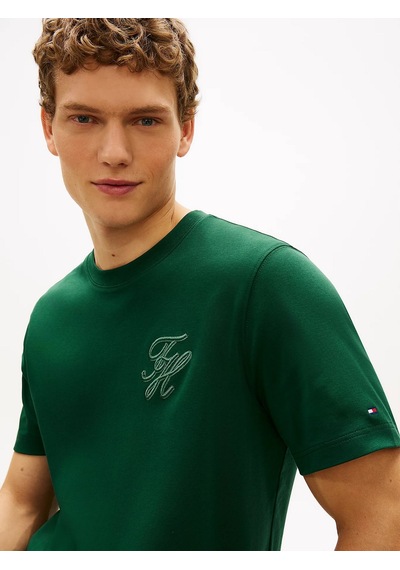 Tommy Hilfiger Mw0mw42391 Script Light Interlock Tee Erkek Tişört Yeşil