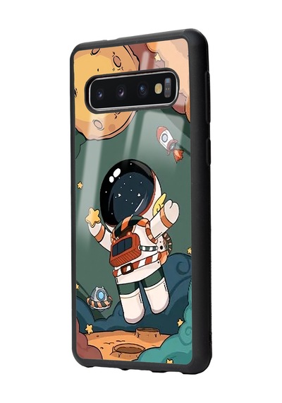 Samsung Uyumlu S10 Anime Astronot Tasarımlı Glossy Telefon Kılıfı Çok Renkli