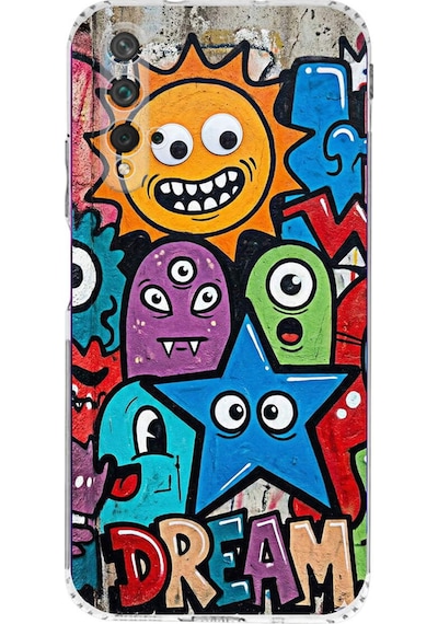 Huawei Nova 5t İle Uyumlu Grafiti Dream Street Tasarımlı Şeffaf Silikon Kılıf Şeffaf
