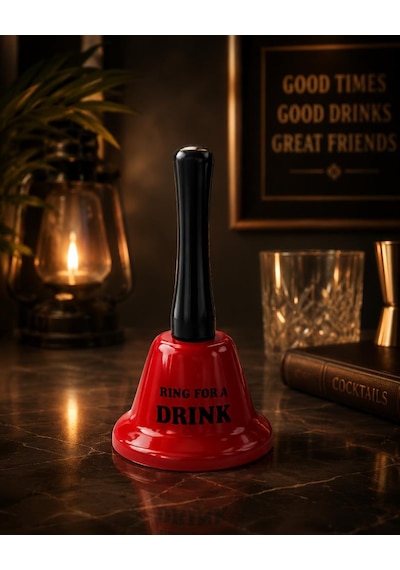 Metal El Çanı Servis Zili Dekoratif Masa Zili Ring For A Drink Kırmızı 13 Cm