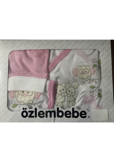 Özlem Bebe Mantar Baskılı Bebe Zıbın Seti 5'li Açık Bej