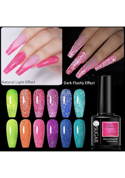 Ur Sugar Reflective Fluorescent Gel 7,5 Ml Karanlıkta Parlayan Sımlı Kalıcı Oje R022