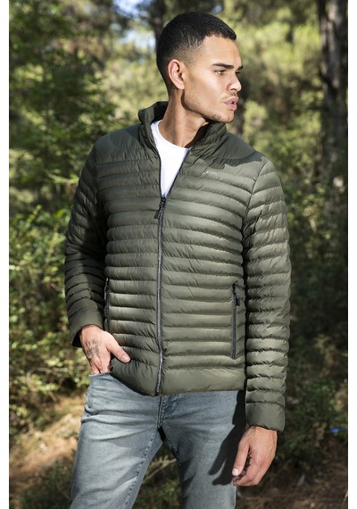 Buratti Su Itici Slim Fit Cepli Dik Yaka Şişme Erkek Mont 649010 Haki