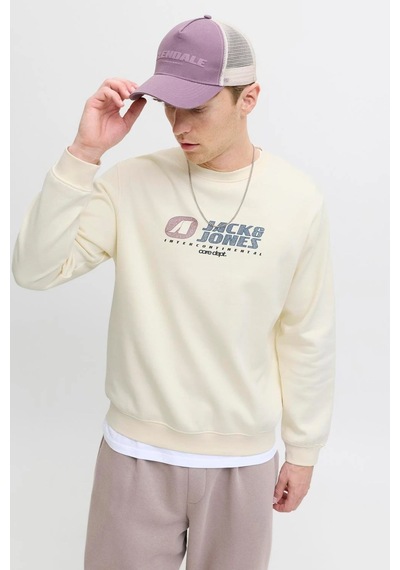 Jack & Jones Jcotier Print Erkek Sweatshirt Bej