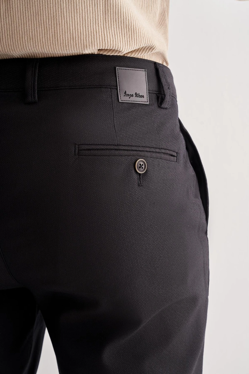 İmza Siyah Yan Cep Düz Paça Pamuklu Comfort Fit Chino Casual Pantolon 1003255166 Siyah