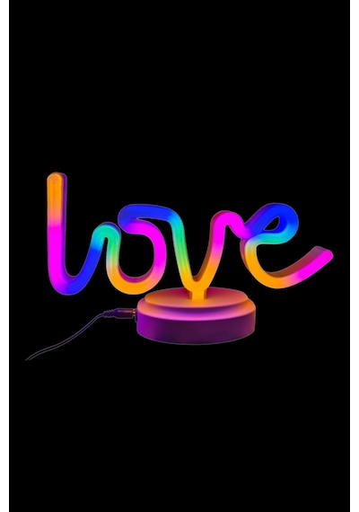Büro Ev Ofis Hediyesi İçin Usb Pilli Neon Işıklı Love Yazılı Masaüstü Gece Lambası Diğer
