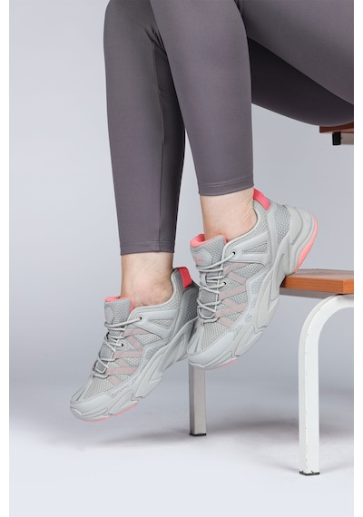 28701 Gri - Somon Pembe Kadın Sneaker Günlük Spor Ayakkabı